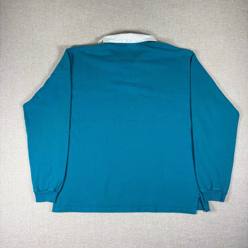 Vintage City Streets Rugby Shirt Mens XL Teal White Colorblock Stripe USA Cotton - Picture 8 of 8